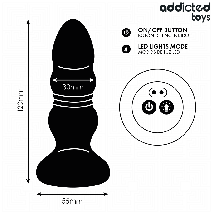 ADDICTED TOYS - PLUG ANAL VIBRADOR THRUSTING Y LUZ LED CONTROL REMOTO - Imagen 6