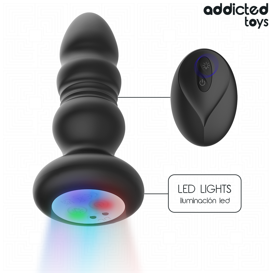 ADDICTED TOYS - PLUG ANAL VIBRADOR THRUSTING Y LUZ LED CONTROL REMOTO - Imagen 2