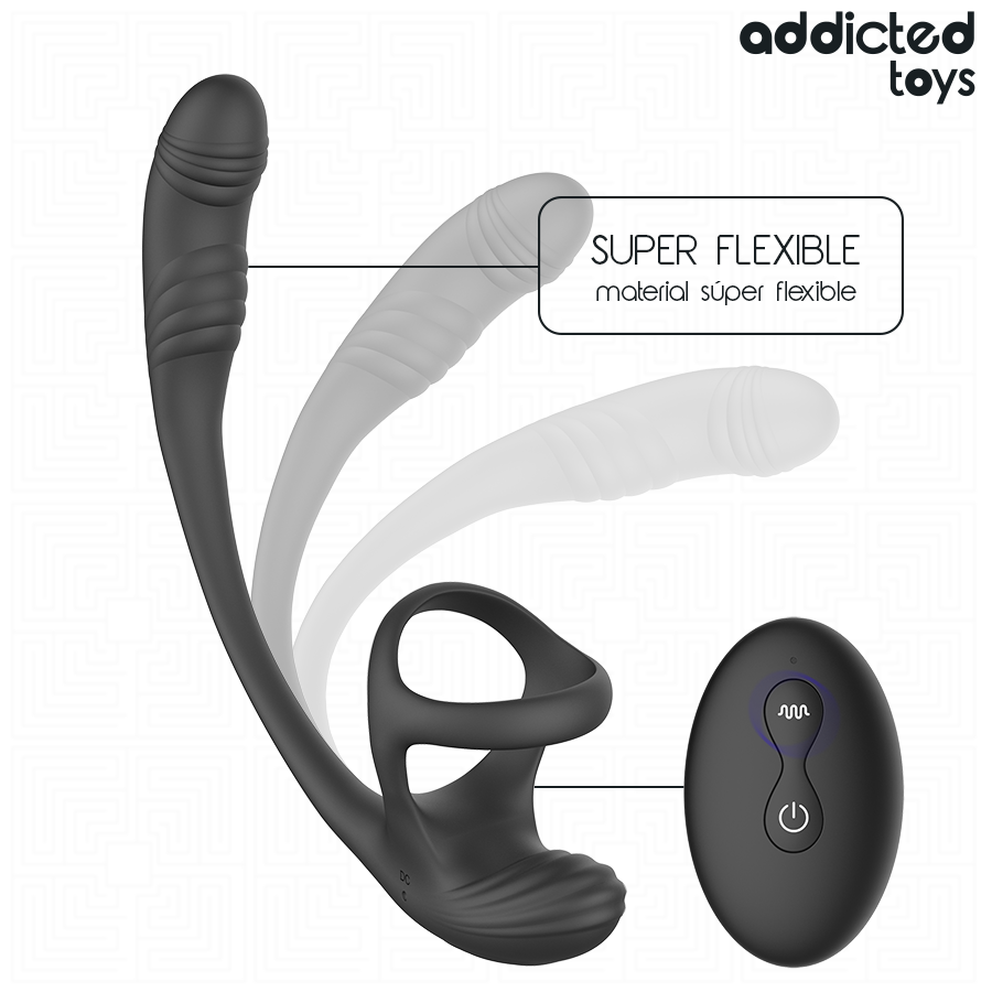 ADDICTED TOYS - PLUG ANAL AVEC VIBRATION, ONDULATION À 360° ET STIMULATEUR DE TESTICULES – Image 3