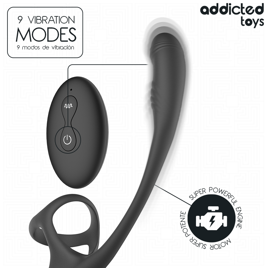 ADDICTED TOYS - PLUG ANAL AVEC VIBRATION, ONDULATION À 360° ET STIMULATEUR DE TESTICULES – Image 9