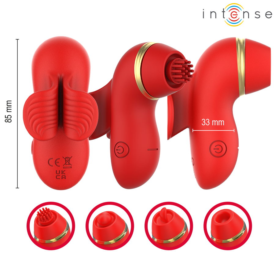 INTENSE - PATTY ESTIMULADOR CON 4 CABEZALES, SUCCIÓN, TAPPING, TICKLING Y LICKING - Imagen 3