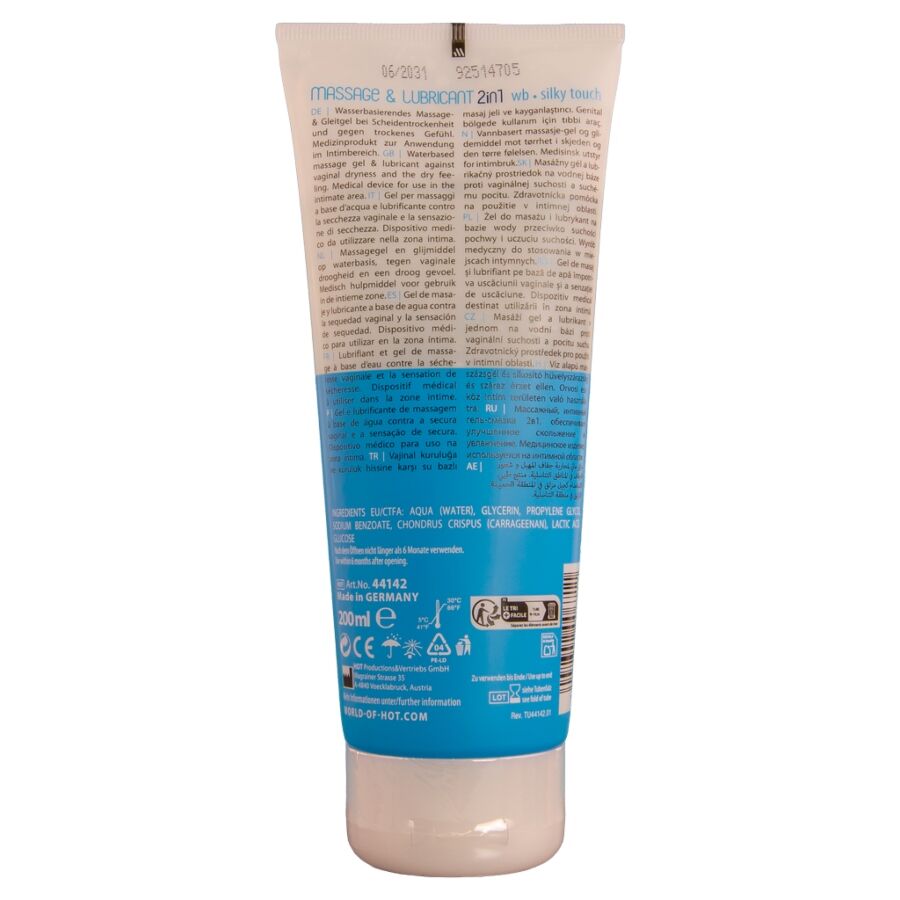 HOT - MASSAGE & GLIDE GEL 2 EN 1 TACTO SEDOSO 200 ML - Imagen 2