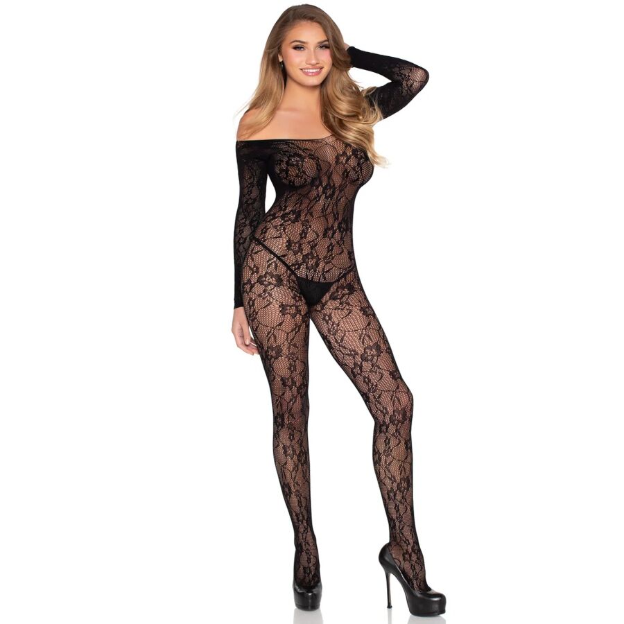 LEG AVENUE - 89366 LACE LINGERIE BODYSTOCKING BLACK - ONE SIZE - Image 7