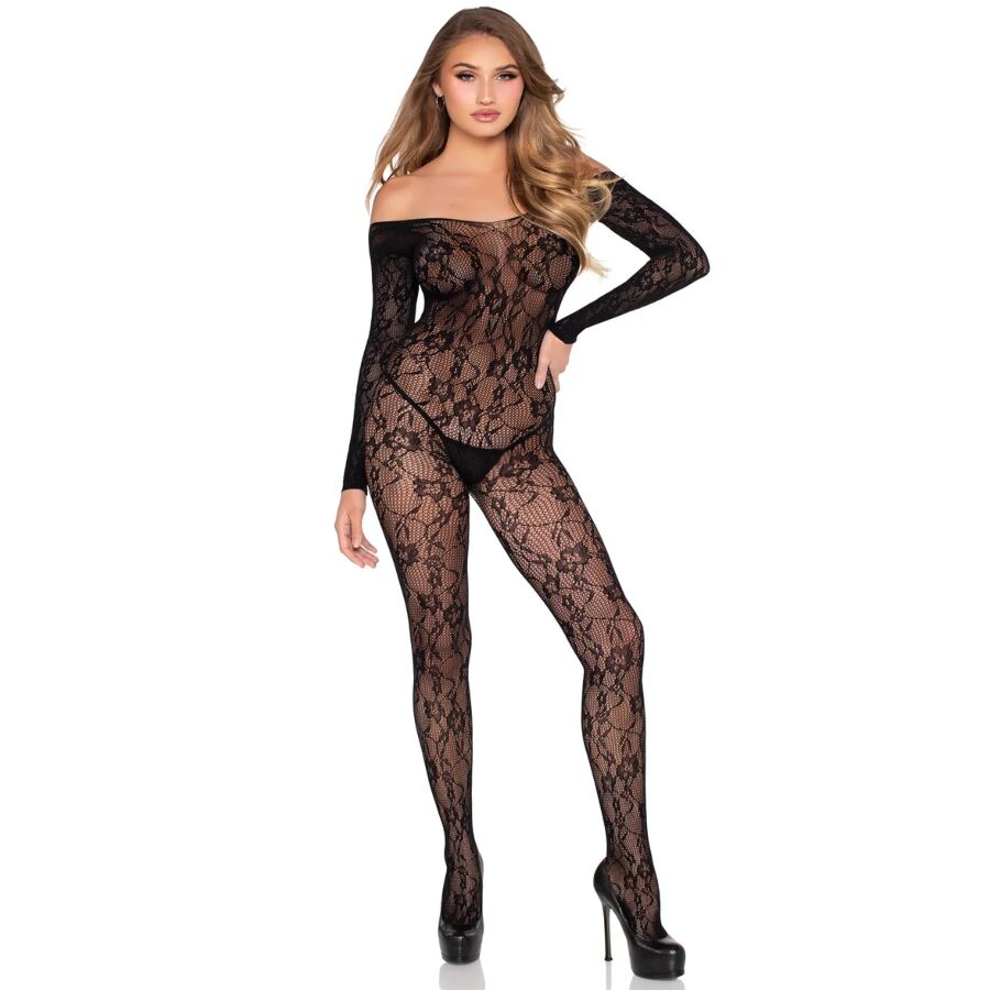 LEG AVENUE - 89366 LACE LINGERIE BODYSTOCKING BLACK - ONE SIZE - Image 5