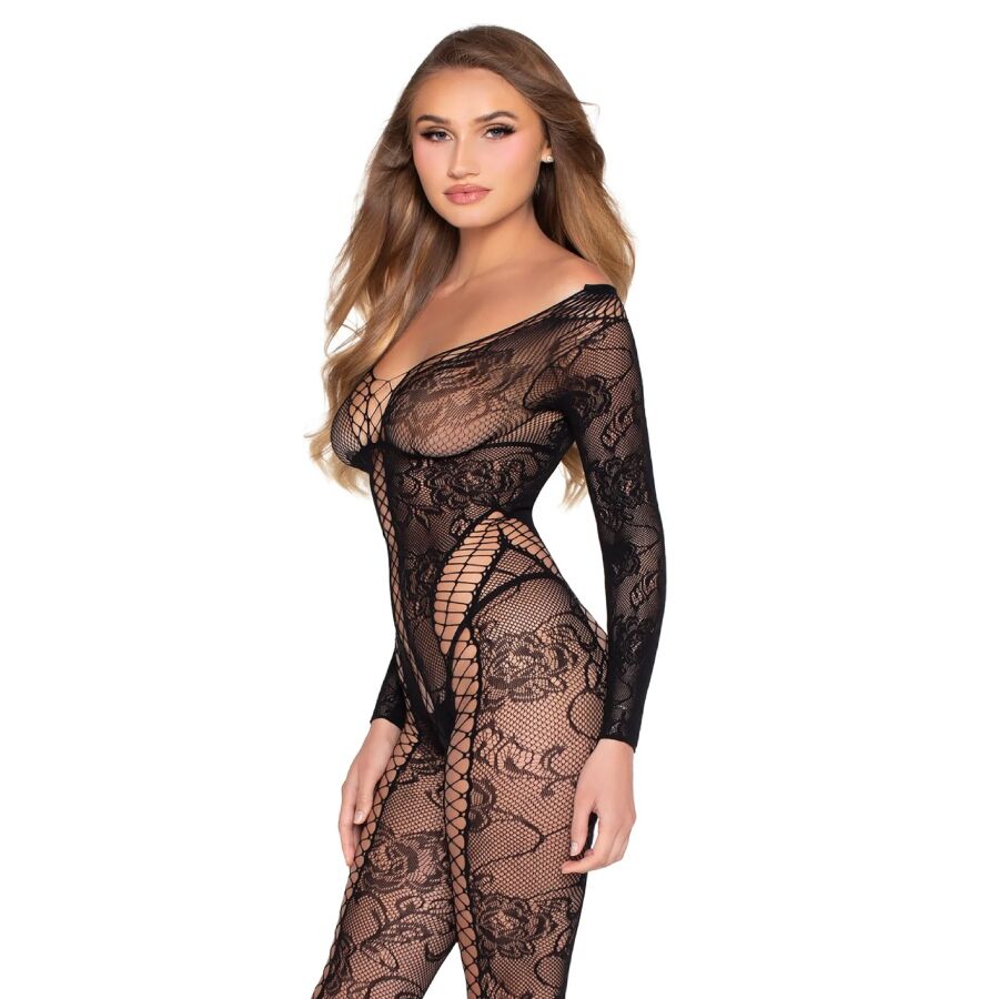 LEG AVENUE - 89369 NET & LACE JUMPSUIT BLACK - ONE SIZE - Image 4