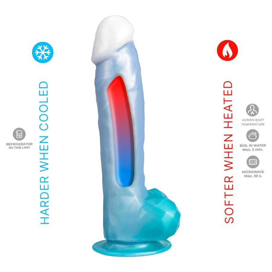 SILEXD - ANGEL DILDO FANTASY SILICONA LIQUIDA TERMOREACTIVO AZUL CELESTE 20.3 CM - Imagen 3