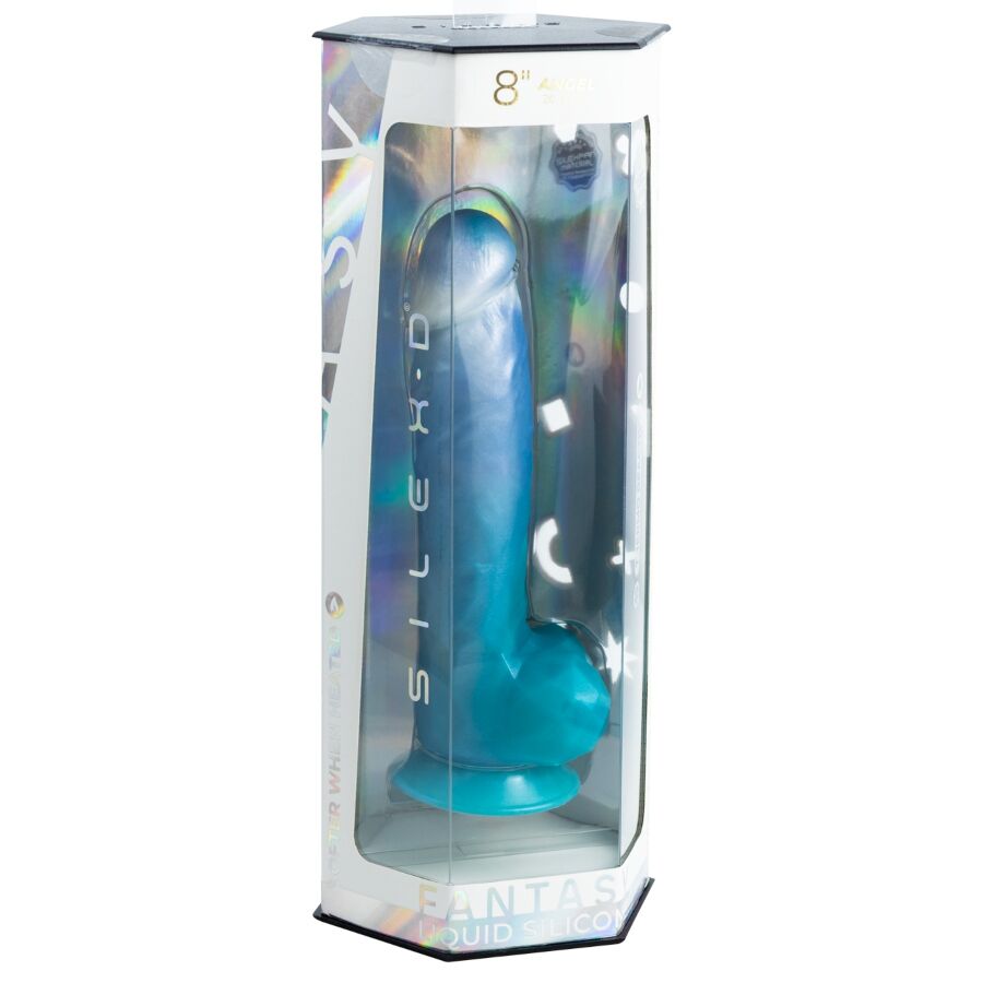 SILEXD - ANGEL DILDO FANTASY SILICONA LIQUIDA TERMOREACTIVO AZUL CELESTE 20.3 CM - Imagen 4