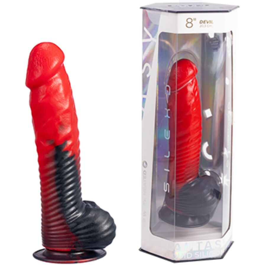 SILEXD - DEVIL TEUFELSDILDO FANTASIE FLÜSSIGSILIKON THERMOREAKTIV ROT SCHWARZ 20,3 CM – Bild 3