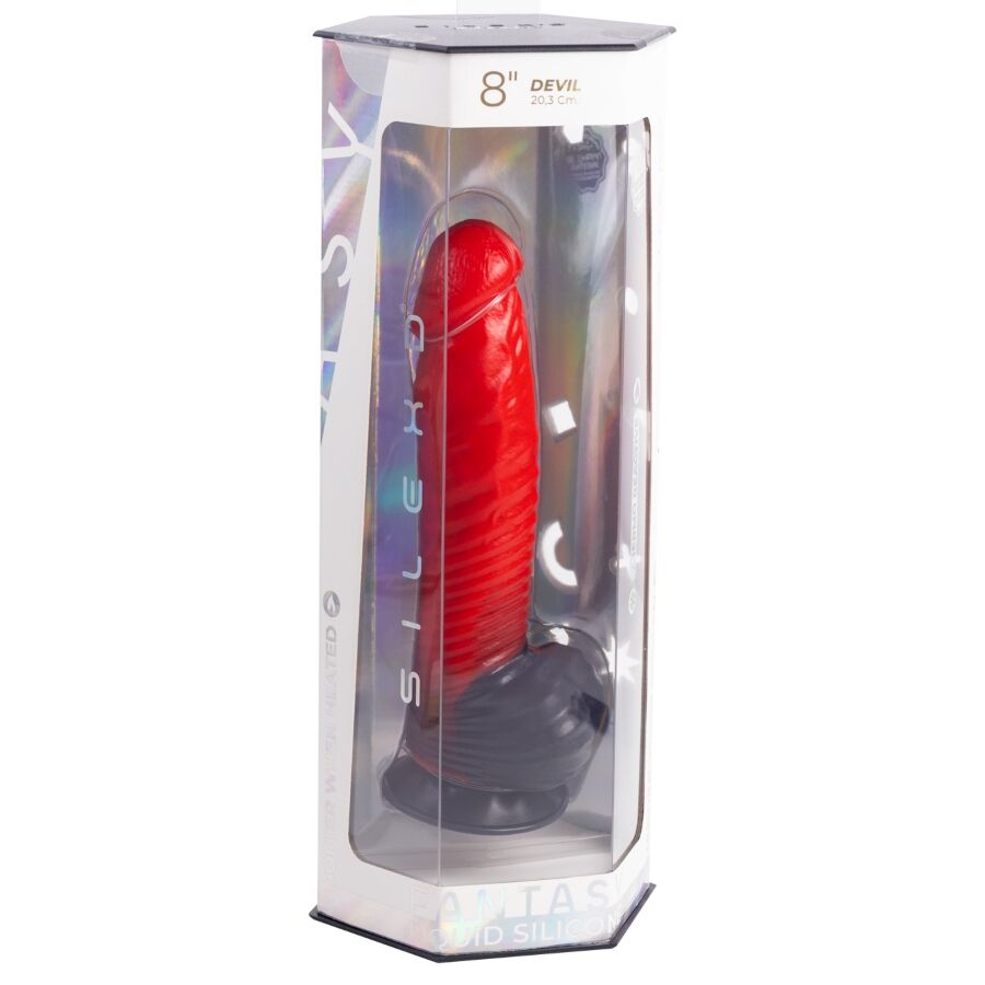 SILEXD - DEVIL TEUFELSDILDO FANTASIE FLÜSSIGSILIKON THERMOREAKTIV ROT SCHWARZ 20,3 CM – Bild 5