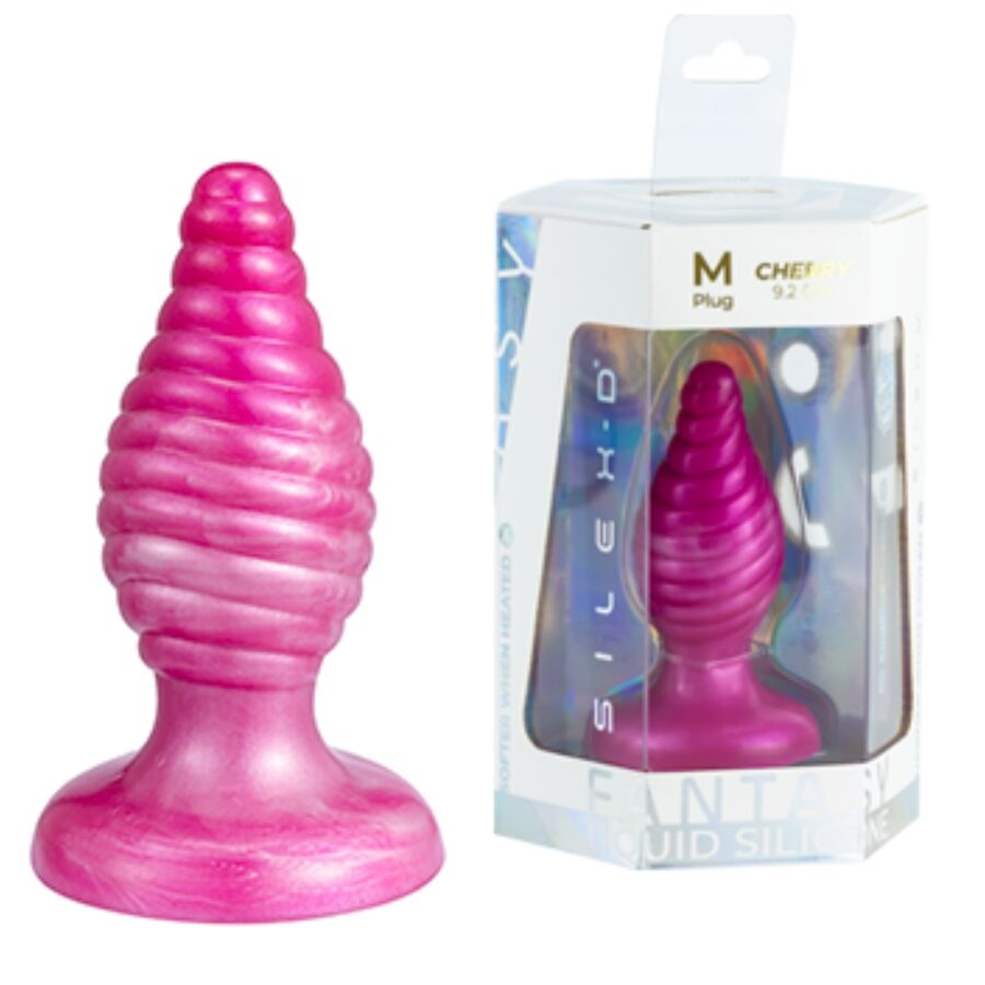 SILEXD - CHERRY ANAL PLUG FANTASY LIQUID SILICONE THERMOREACTIVE PINK 9.2 CM - Image 4