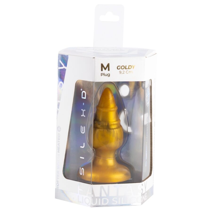 SILEXD - GOLDY ANAL PLUG FANTASY SILICONE LIQUIDO TERMOREATTIVO DORATO 9,2 CM - immagine 2