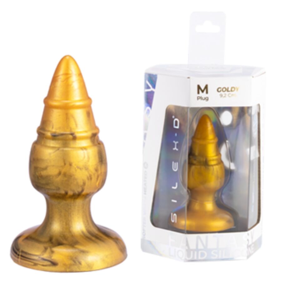SILEXD - GOLDY ANAL PLUG FANTASY SILICONE LIQUIDO TERMOREATTIVO DORATO 9,2 CM - immagine 4