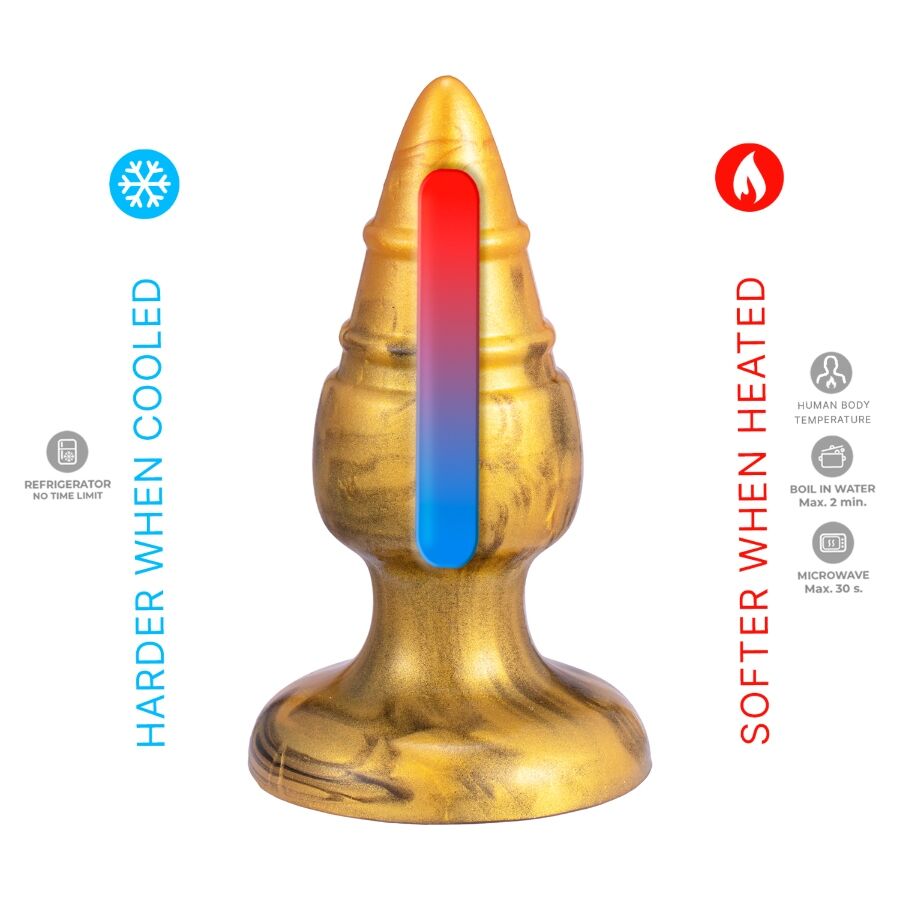 SILEXD - GOLDY ANAL PLUG FANTASY SILICONE LIQUIDO TERMOREATTIVO DORATO 9,2 CM - immagine 5