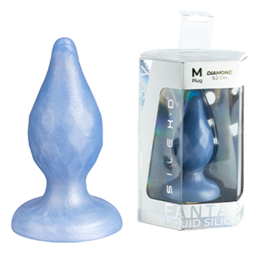 SILEXD - DIAMOND ANAL PLUG FANTASY LIQUID SILICONE THERMOREACTIVE PEARL BLUE 9.2 CM - Image 2