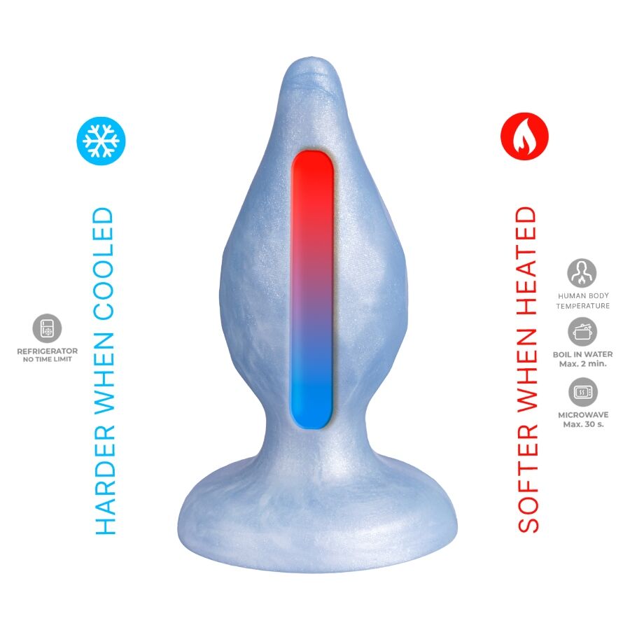 SILEXD - DIAMOND ANAL PLUG FANTASY LIQUID SILICONE THERMOREACTIVE PEARL BLUE 9.2 CM - Image 3