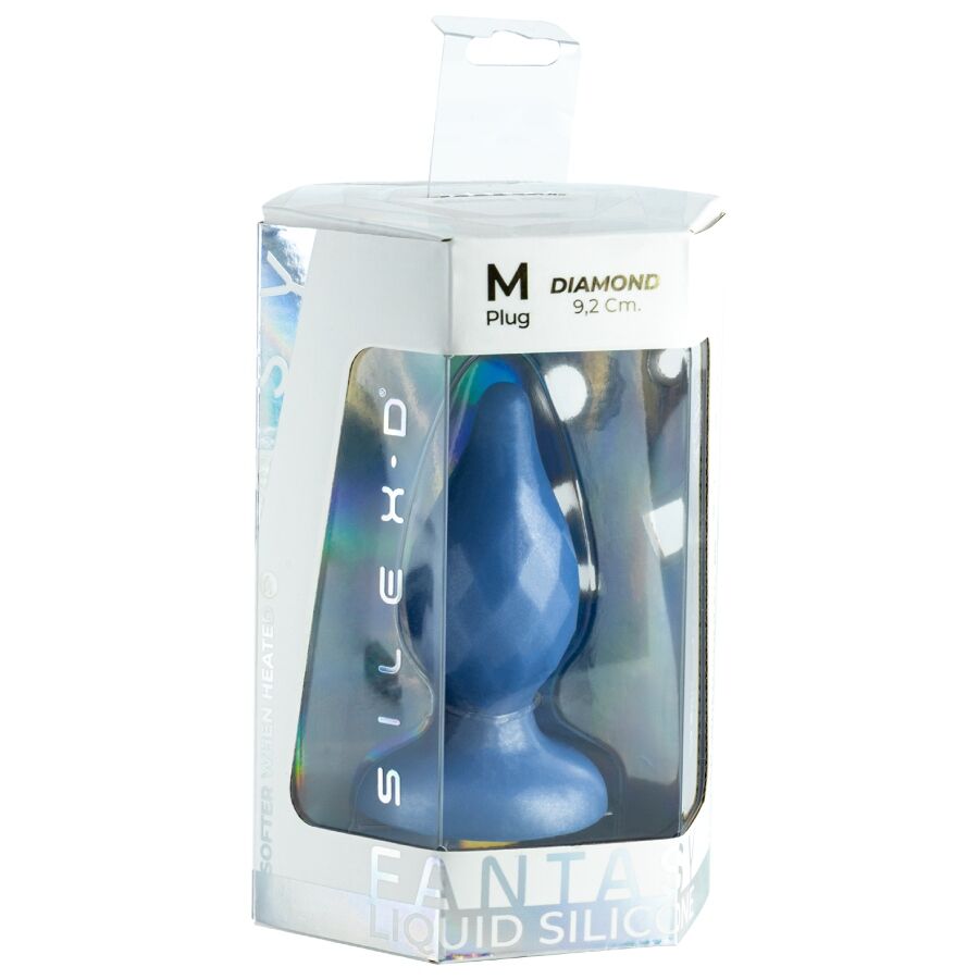 SILEXD - DIAMOND ANAL PLUG FANTASY LIQUID SILICONE THERMOREACTIVE PEARL BLUE 9.2 CM - Image 5