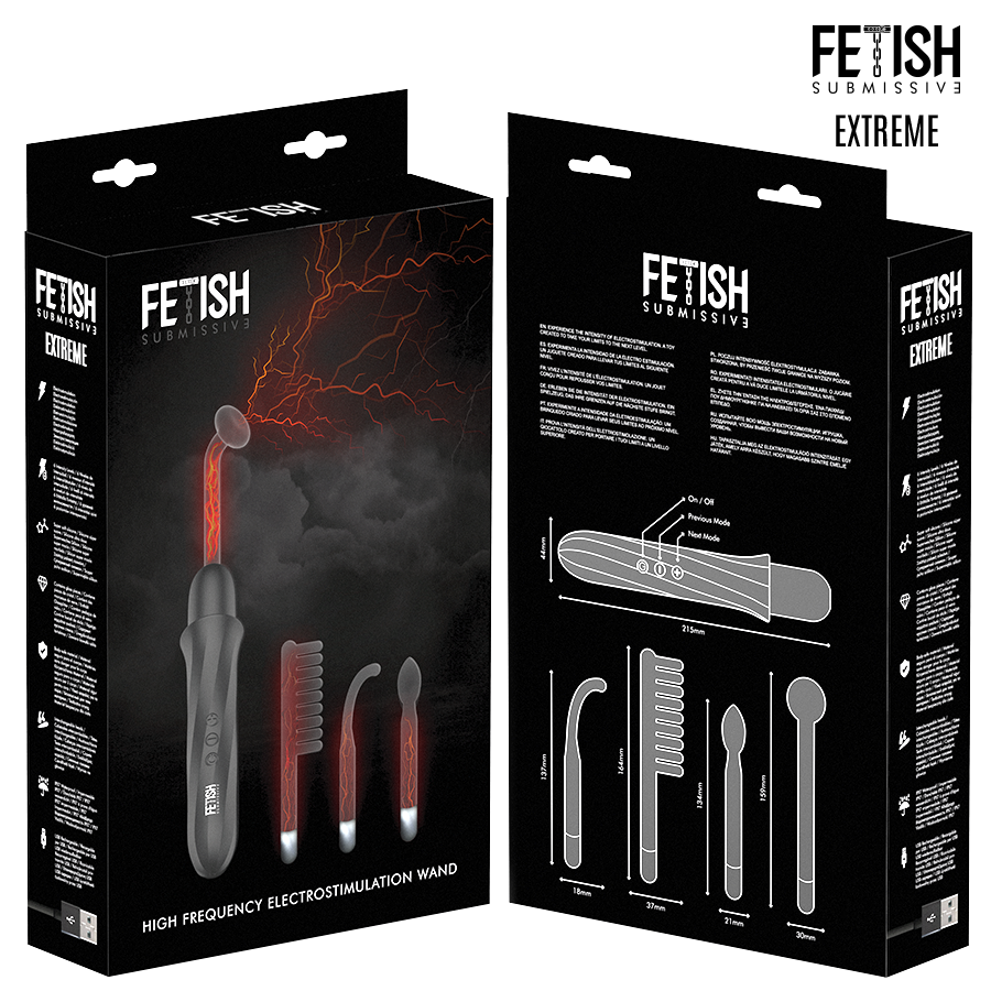 FETISH SUBMISSIVE - VIBRADOR WAND ELECTROESTIMULACIÓN ALTA FRECUENCIA - Imagen 7