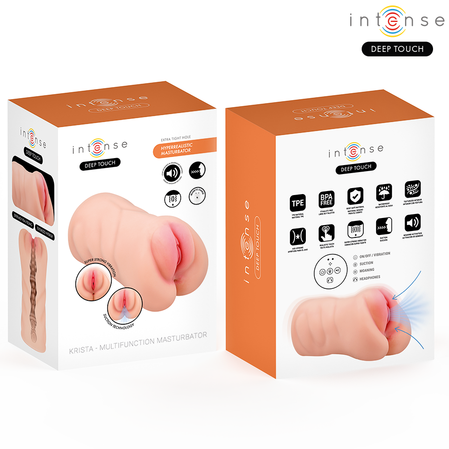 INTENSE DEEP TOUCH - MASTURBATORE AGINALE KRISTA CON ASPIRAZIONE, VIBRAZIONE ED EFFETTO VOCALE 1,2 KG - immagine 8