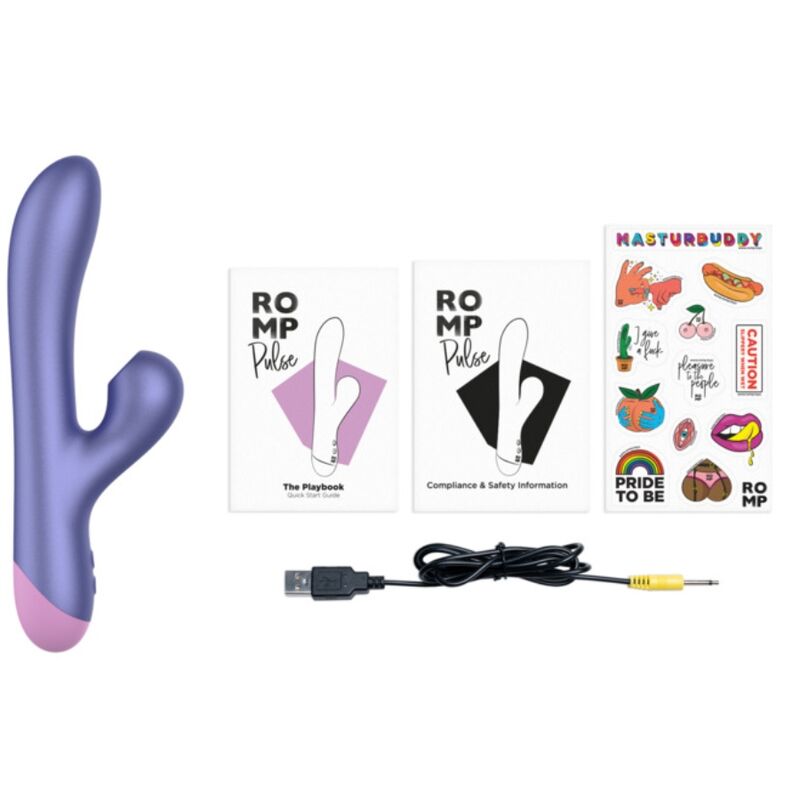 ROMP - PULSE VIBRADOR RABBIT DUAL PUNTO G AZUL ELÉCTRICO - Imagen 3