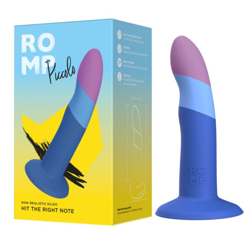 ROMP - DILDO IN SILICONE PICCOLO CON VENTOSA TRICOLORE 14 CM - immagine 7