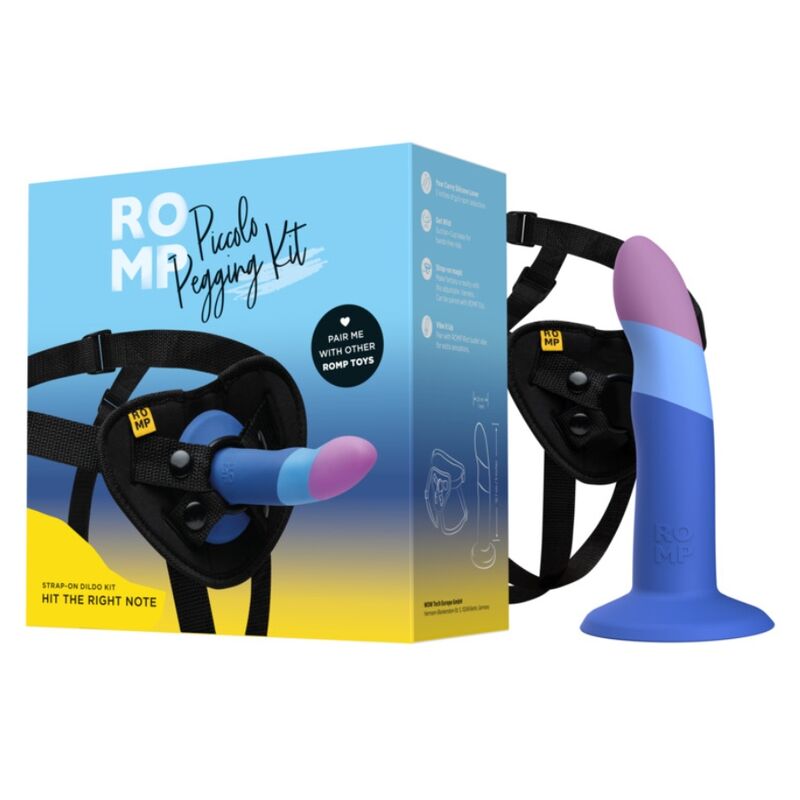 ROMP - PICCOLO ARNÉS + DILDO SILICONA CON VENTOSA TRICOLOR 14 CM - Imagen 6