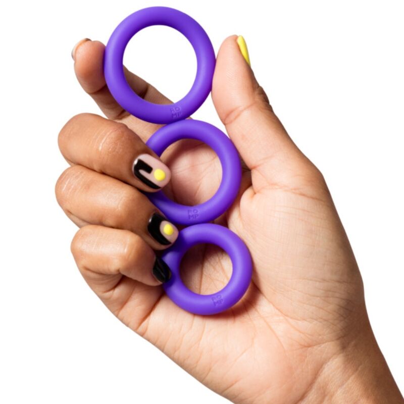 ROMP - REMIX TRIO ENSEMBLE DE 3 ANNEAUX PÉNIS EN SILICONE VIOLETTES – Image 3