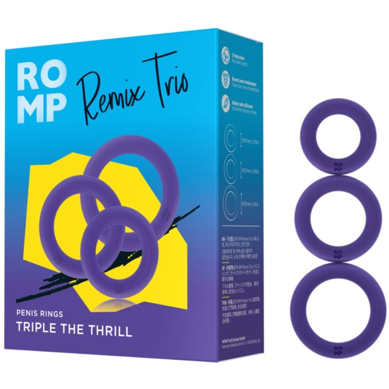 ROMP - REMIX TRIO ENSEMBLE DE 3 ANNEAUX PÉNIS EN SILICONE VIOLETTES – Image 5