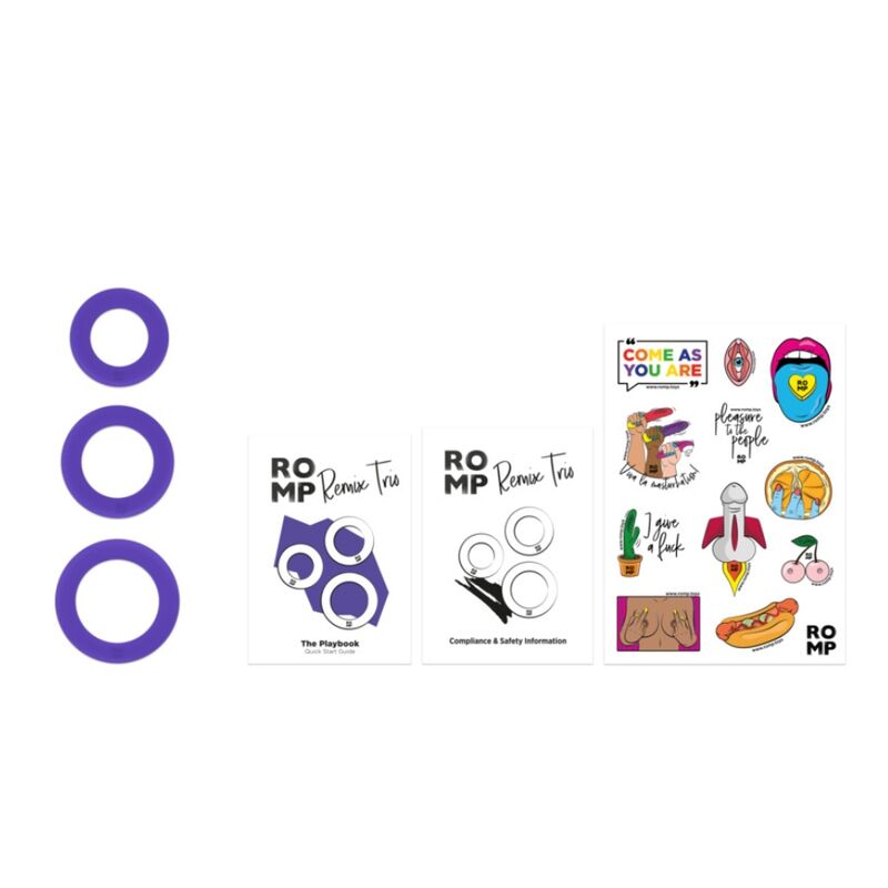 ROMP - REMIX TRIO ENSEMBLE DE 3 ANNEAUX PÉNIS EN SILICONE VIOLETTES – Image 11