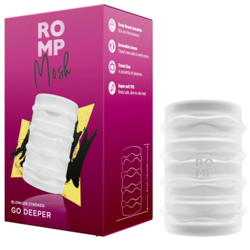 ROMP - MOSH MASTURBADOR MASCULINO TRANSPARENTE CON FUNDA REVERSBLE DE 6 CM - Imagen 3
