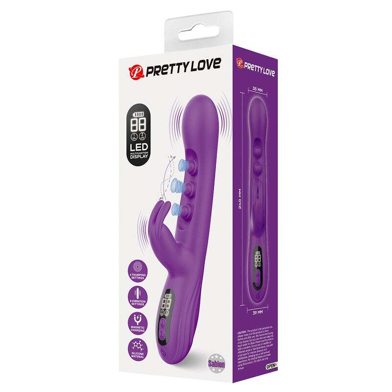 PRETTY LOVE - VIBRATEUR LAPIN SABIEN AVEC STIMULATION PAR TAPOTEMENTS ET LED VIOLETTE – Image 10