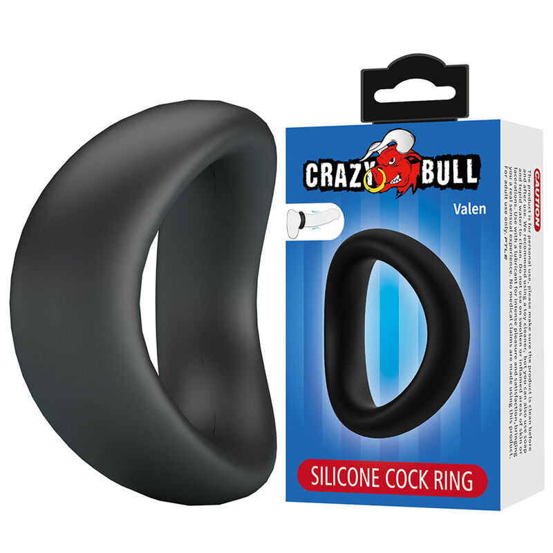 CRAZY BULL - VALEN ANILLO PARA PENE ERGONÓMICO SILICONA NEGRO - Imagen 2
