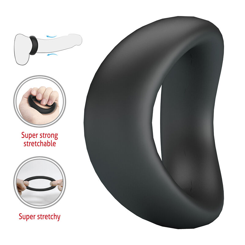 CRAZY BULL - VALEN ANILLO PARA PENE ERGONÓMICO SILICONA NEGRO - Imagen 7