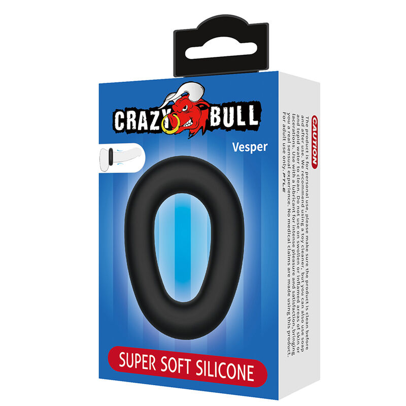 CRAZY BULL - VESPER ANILLO PARA PENE SUPER SOFT SILICONA NEGRO - Imagen 4