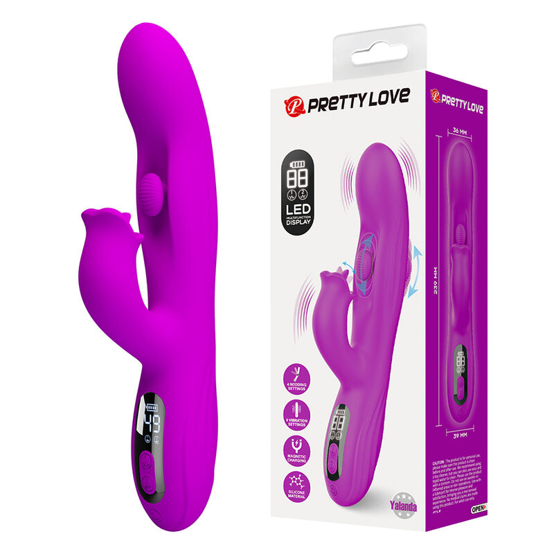 PRETTY LOVE - VIBRATEUR OSCILLANT LAPIN YALANDA AVEC AFFICHAGE LED VIOLET – Image 3