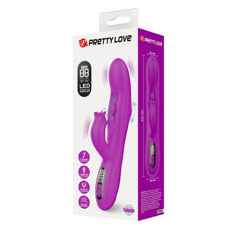 PRETTY LOVE - VIBRATEUR OSCILLANT LAPIN YALANDA AVEC AFFICHAGE LED VIOLET – Image 8