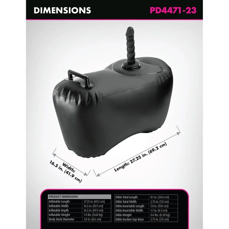 FETISH FANTASY SERIES - BODY DOCK INFLATABLE LOVE SEAT WITH DILDO 69.2 CM BLACK - Image 4