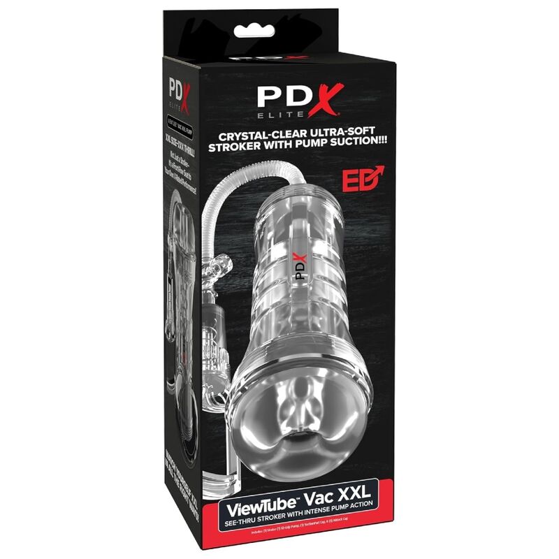 PDX ELITE - MASTURBADOR TRANSPARENTE VIEWTUBE VAC XXL CON BOMBA DE SUCCIÓN 27.3 CM - Imagen 2