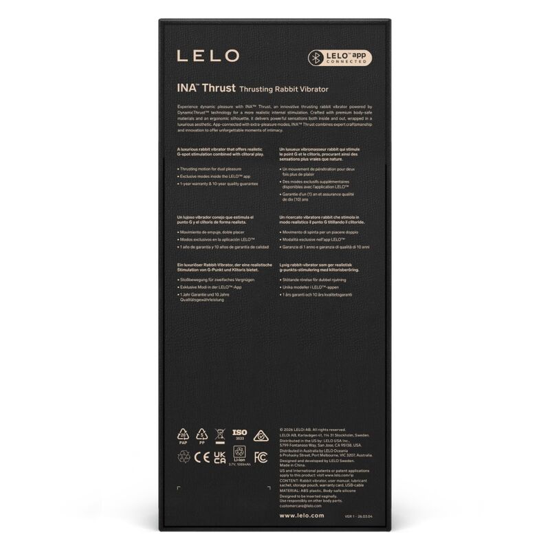 LELO - INA THRUST RABBIT VIBRATEUR À POUSSÉE NOIR – Image 12
