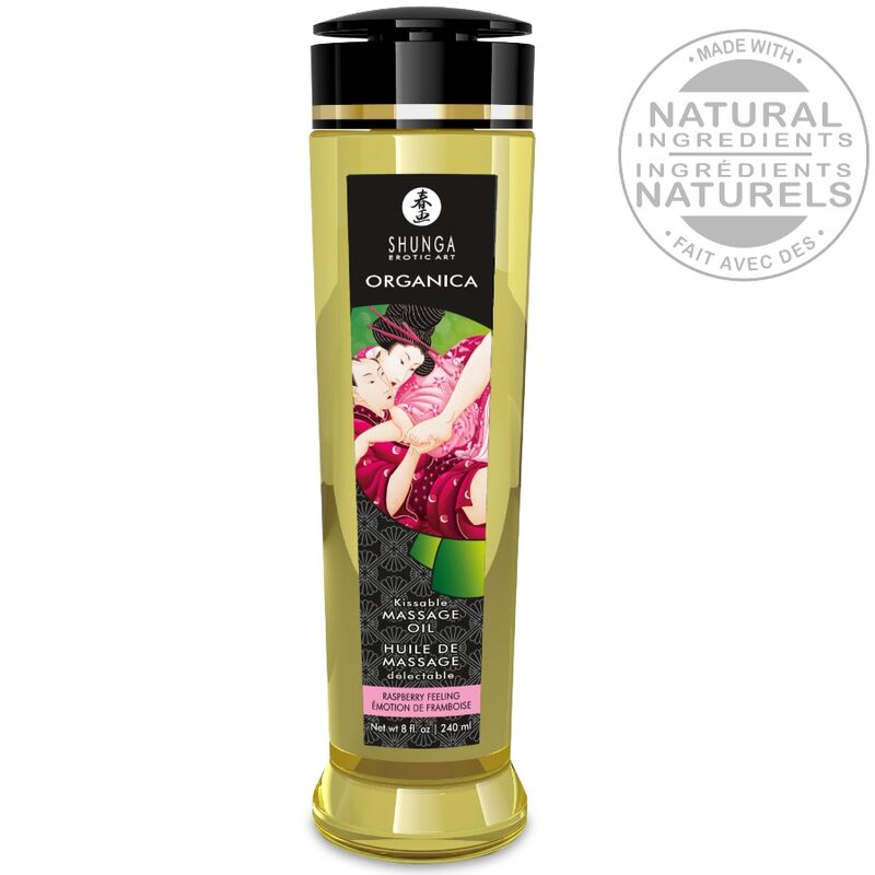 SHUNGA - ÓLEO DE MASSAGEM ORGÂNICO COM AROMA DE FRAMBOESA 240 ML - Image 3