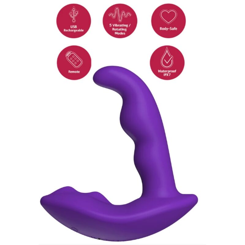 SHE.E.O - ESTIMULADOR ANAL VIBRADOR ROTATIVO CON CONTROL REMOTO MORADO - Imagen 4