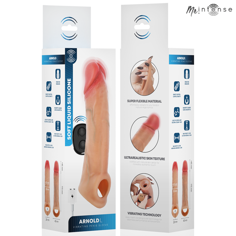 MR INTENSE - ARNOLD L VIBRATORE IN SILICONE PER PENE CON TELECOMANDO 16 CM -Ø- 4,5 CM - immagine 3