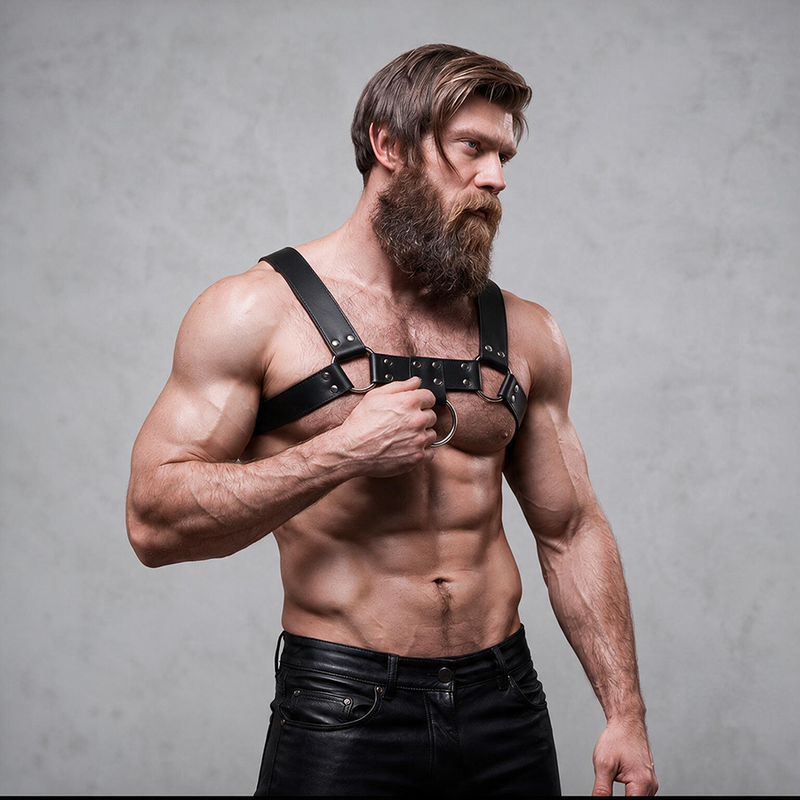 FETISH SUBMISSIVE ATTITUDE - ARNÊS DE PEITO DE COURO ECOLÓGICO MASCULINO - Image 5