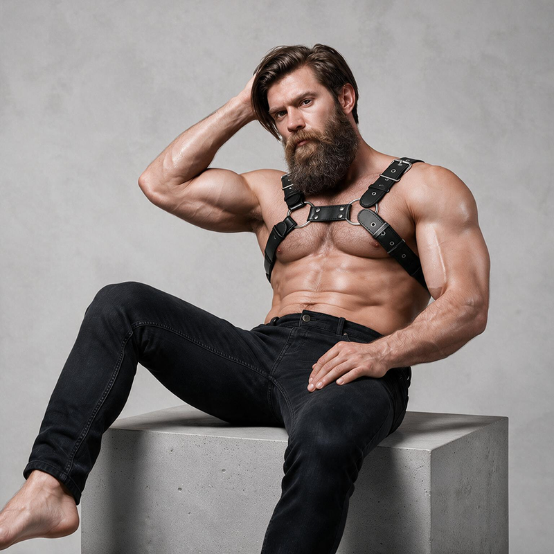 FETISH SUBMISSIVE ATTITUDE - ARNÉS BULLDOG AJUSTABLE ECOPIEL PECHO HOMBRE - Imagen 5