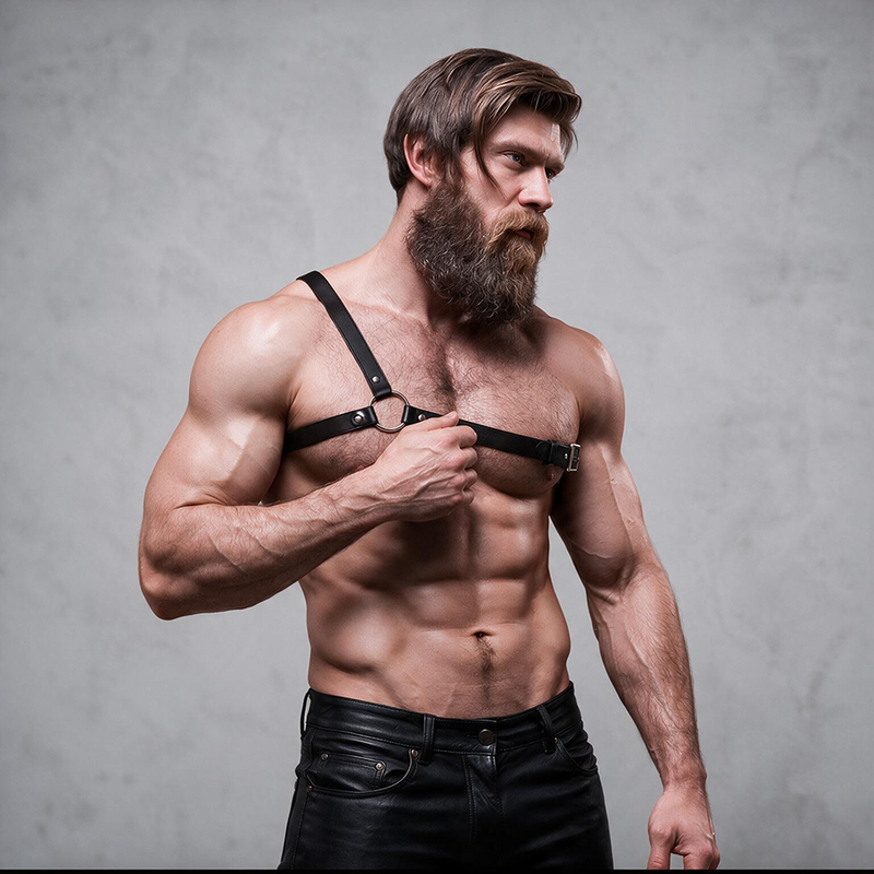 FETISH SUBMISSIVE - ATTITUDE IMBRACATURA IN ECOPELLE CON SPALLE INCROCIATE PER UOMO - immagine 5