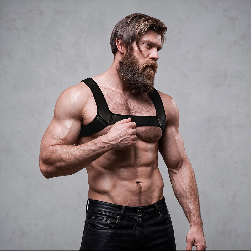FETISH SUBMISSIVE ATTITUDE - NEOPRENE CHEST HARNESS FOR MEN SIZE L - Image 4