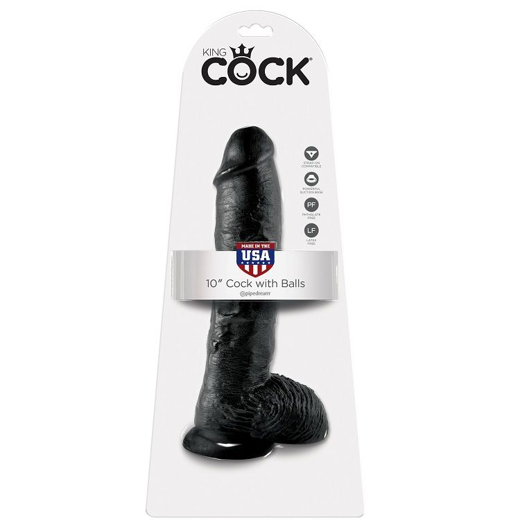 KING COCK - DILDO SCHWARZ MIT EIER 25.4 CM – Bild 2