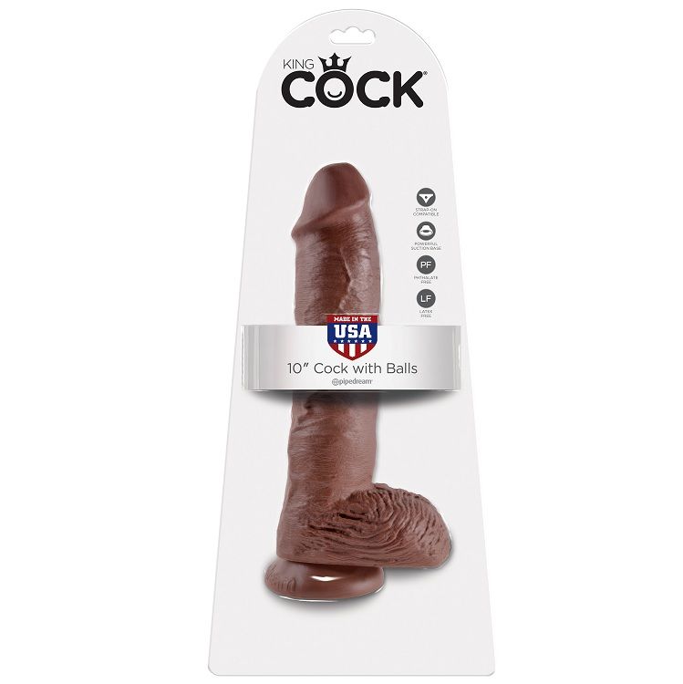 KING COCK - 10 GODE MARRON AVEC BOULES 25.4 CM – Image 4
