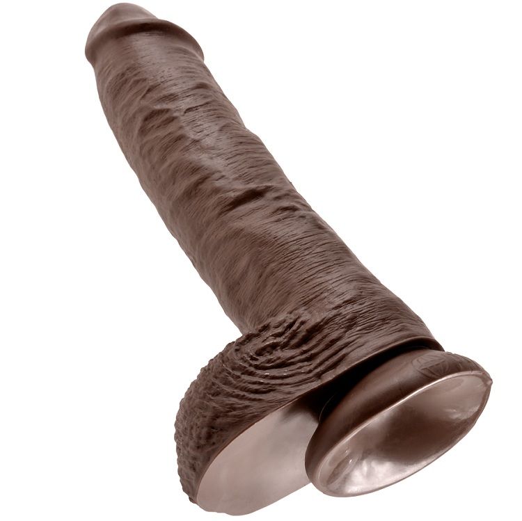 KING COCK - 10 GODE MARRON AVEC BOULES 25.4 CM – Image 2