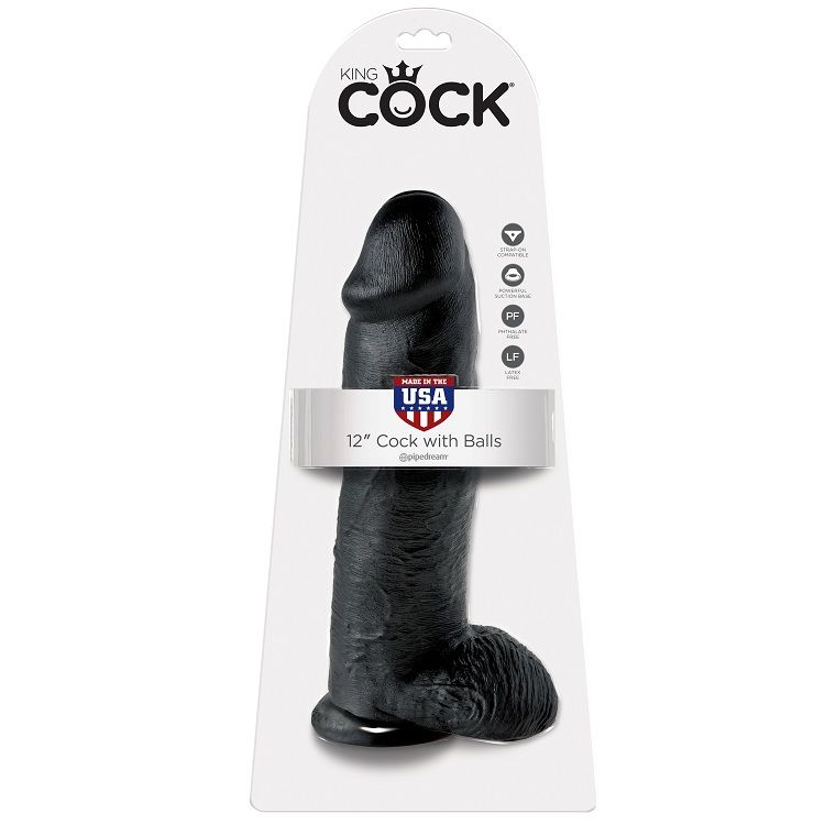 KING COCK - DILDO SCHWARZ MIT EIER 30.48 CM – Bild 2