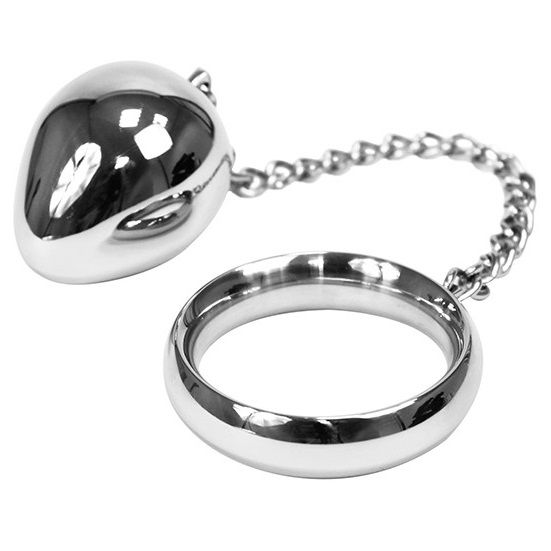 METAL HARD - ANNEAU PÉNIEN 40MM + CHAÎNE AVEC BILLE MÉTALLIQUE – Image 2